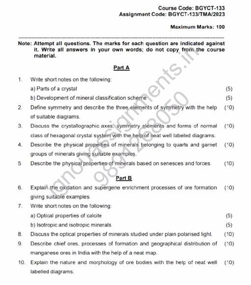 IGNOU BGYCT-133 SOLVED ASSIGNMENT 2023 ENGLISH MEDIUM