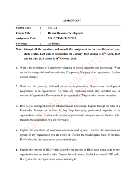 IGNOU MS-22 SOLVED ASSIGNMENT JAN-2023 ENGLISH MEDIUM