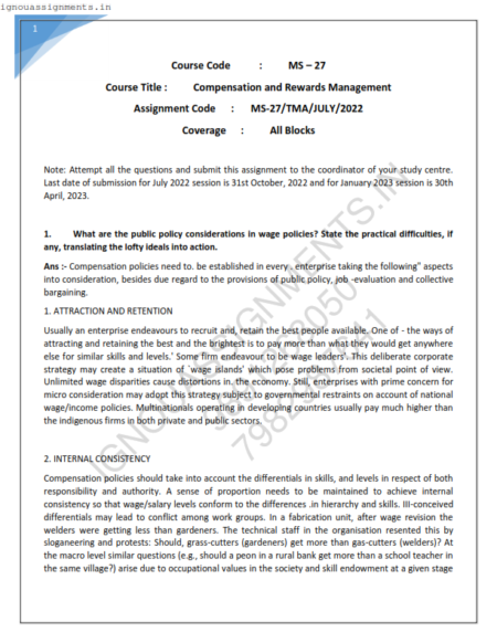 IGNOU MS-27 SOLVED ASSIGNMENT JULY 2022 ENGLISH MEDIUM