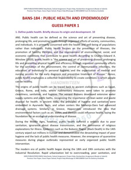 IGNOU BANS-184 Guess Paper Solved English Medium