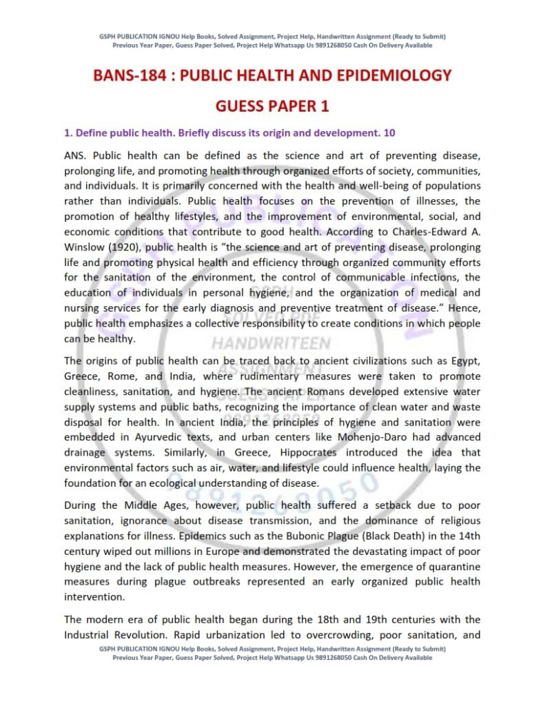 IGNOU BANS-184 Guess Paper Solved English Medium