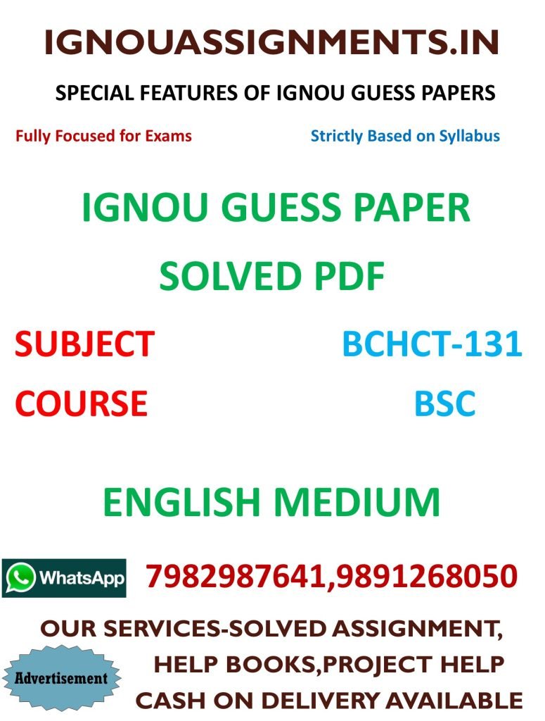 IGNOU BCHCT-131 Guess Paper Solved English Medium