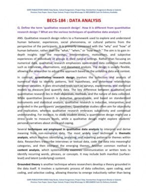 IGNOU BECS-184 Guess Paper Solved English Medium