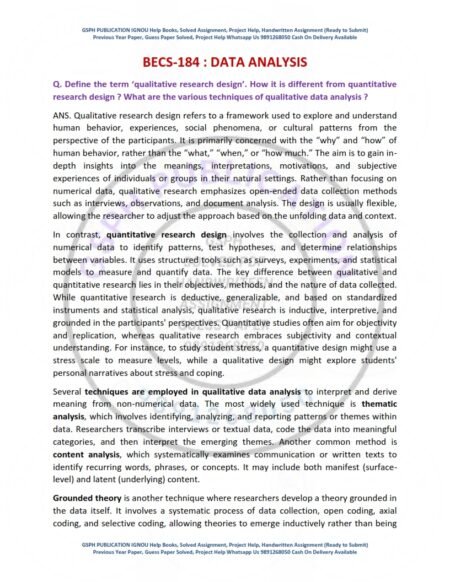 IGNOU BECS-184 Guess Paper Solved English Medium