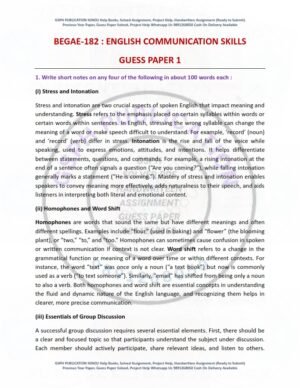 IGNOU BEGAE-182 Guess Paper Solved