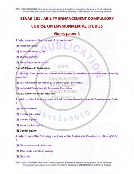 IGNOU BEVAE-181 Guess Paper Solved English Medium