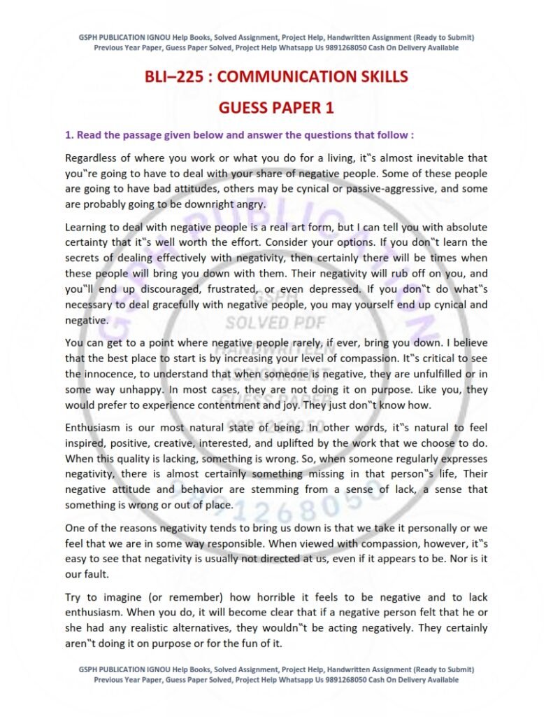 IGNOU BLI-225 Guess Paper Solved