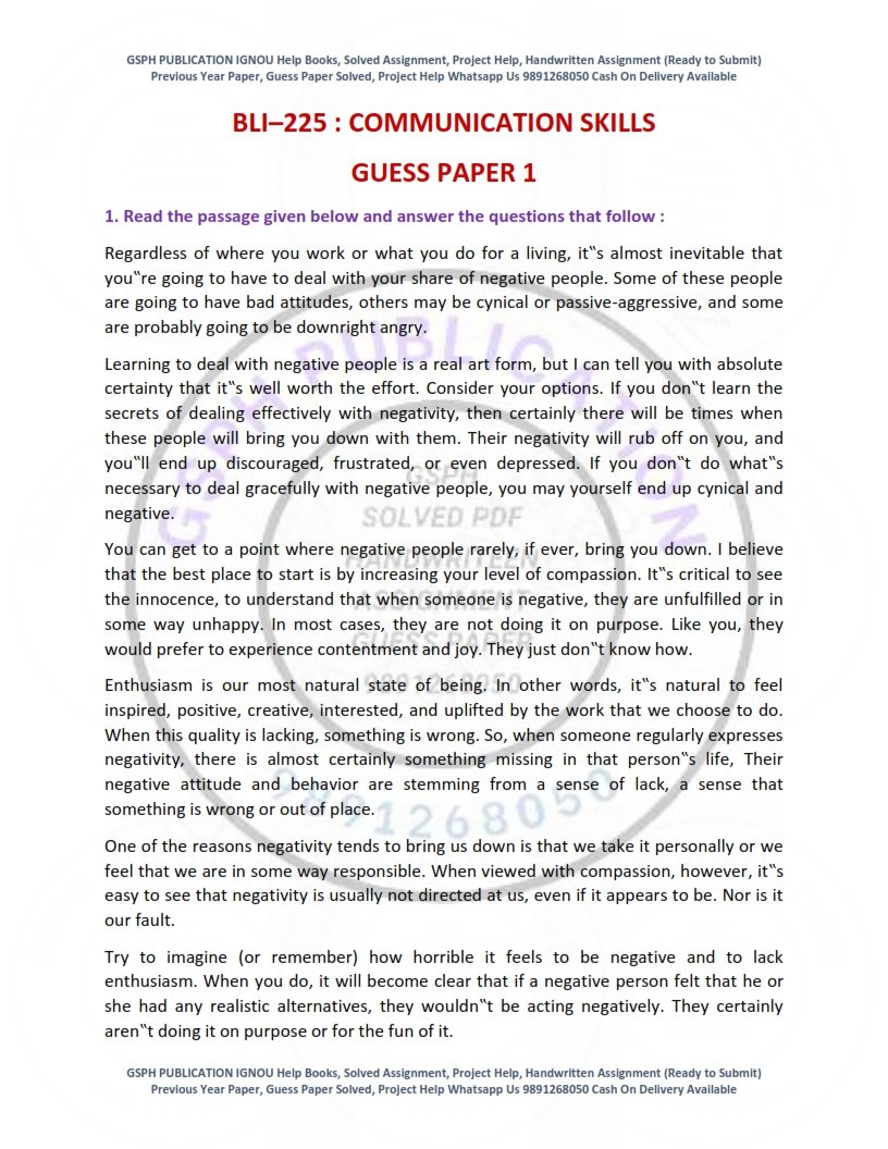 IGNOU BLI-225 Guess Paper Solved