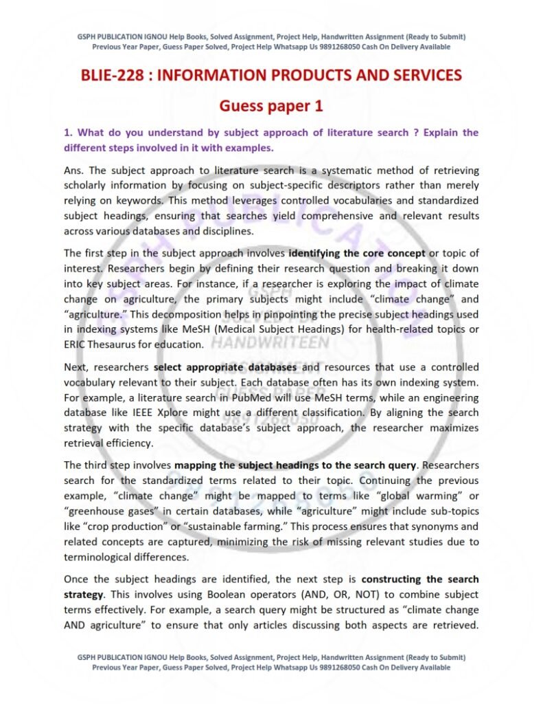 IGNOU BLIE-228  Guess Paper Solved