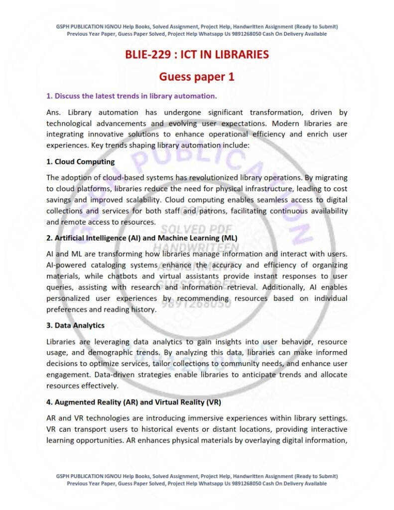 IGNOU BLIE-229 Guess Paper Solved