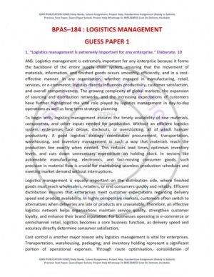 IGNOU BPAS-184 Guess Paper Solved English Medium