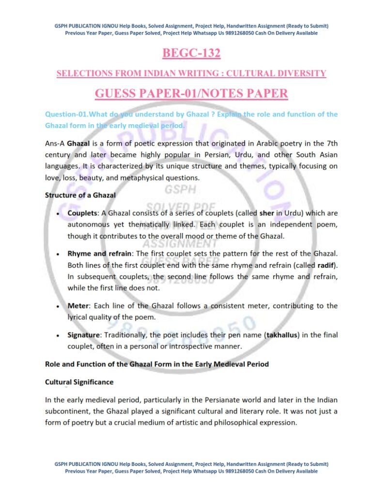 IGNOU BEGC-132 Guess Paper Solved English Medium