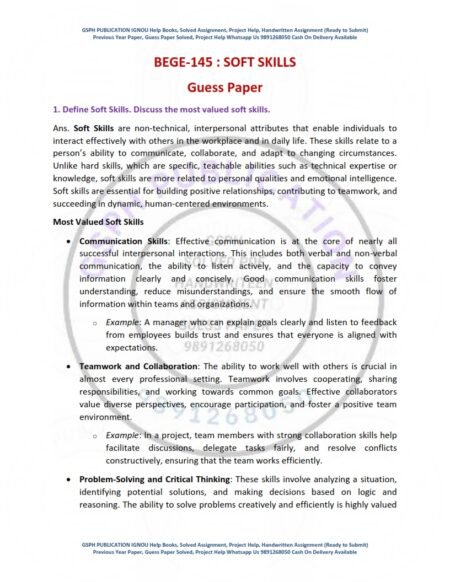 IGNOU BEGE-145 Guess Paper Solved English Medium