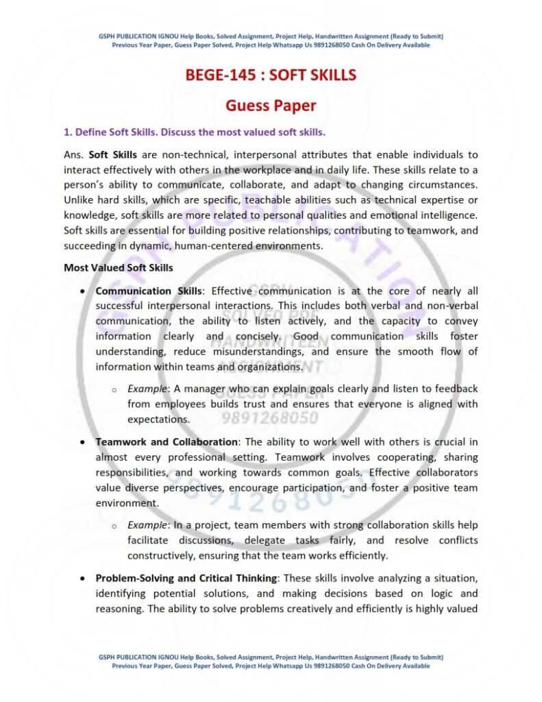 IGNOU BEGE-145 Guess Paper Solved English Medium