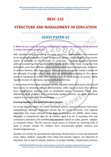 IGNOU BESC-132 Guess Paper Solved English Medium