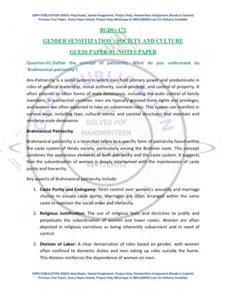 IGNOU BGDG-172 Guess Paper Solved ENGLISH Medium