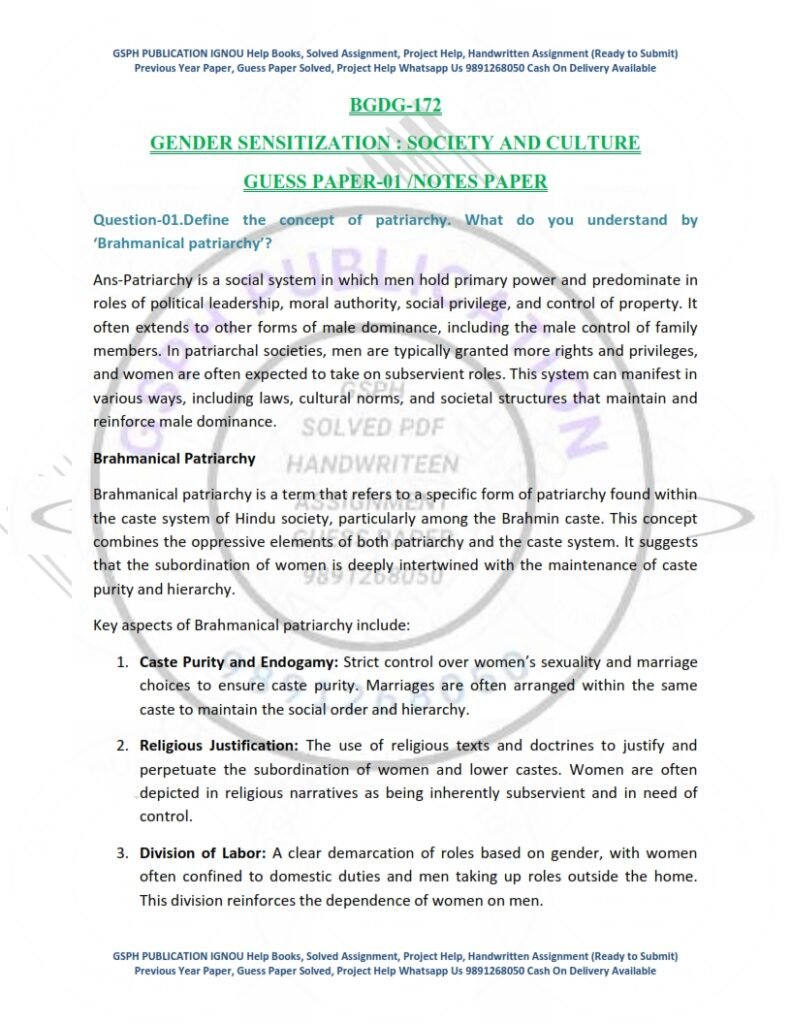 IGNOU BGDG-172 Guess Paper Solved ENGLISH Medium