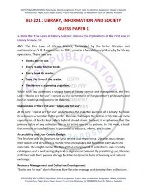 IGNOU BLI-221 Guess Paper Solved English Medium