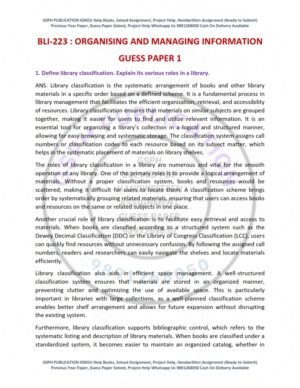 IGNOU BLI-223 Guess Paper Solved English Medium