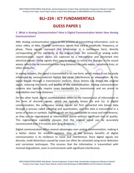 IGNOU BLI-224 Guess Paper Solved English Medium