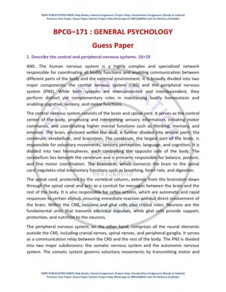 IGNOU BPCG-171 Guess Paper Solved English Medium