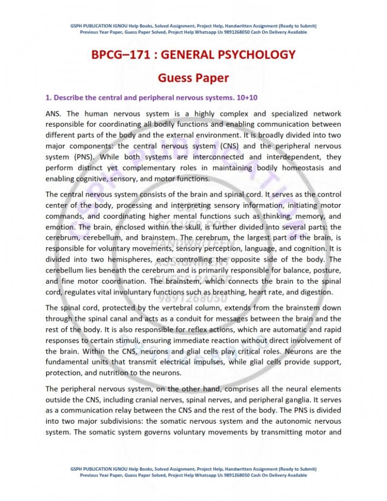 IGNOU BPCG-171 Guess Paper Solved English Medium