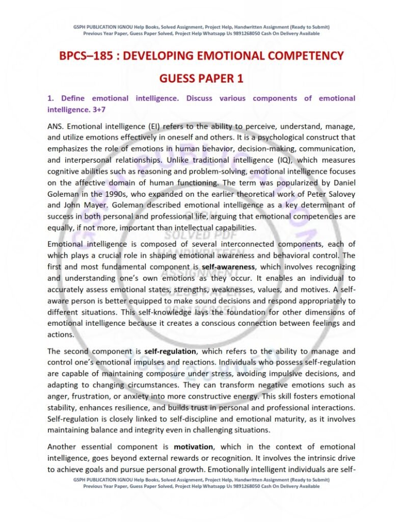IGNOU BPCS-185 Guess Paper Solved English Medium