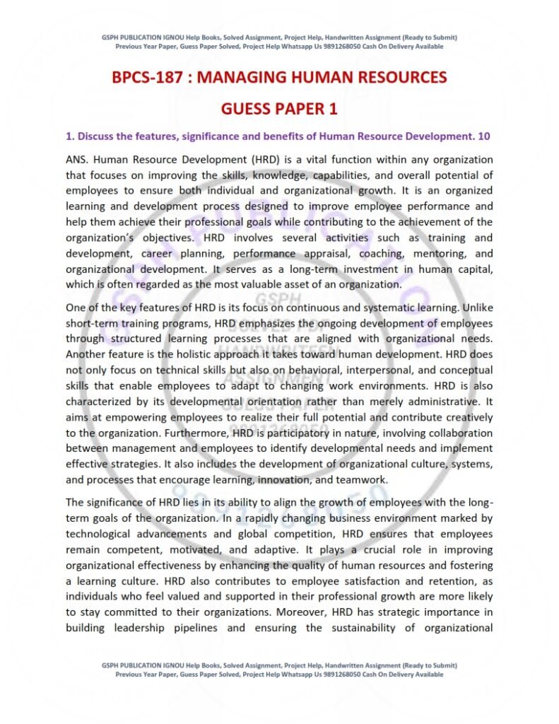 IGNOU BPCS-187 Guess Paper Solved English Medium