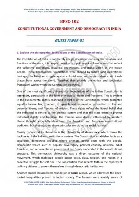 IGNOU BPSC-102 Guess Paper Solved English Medium