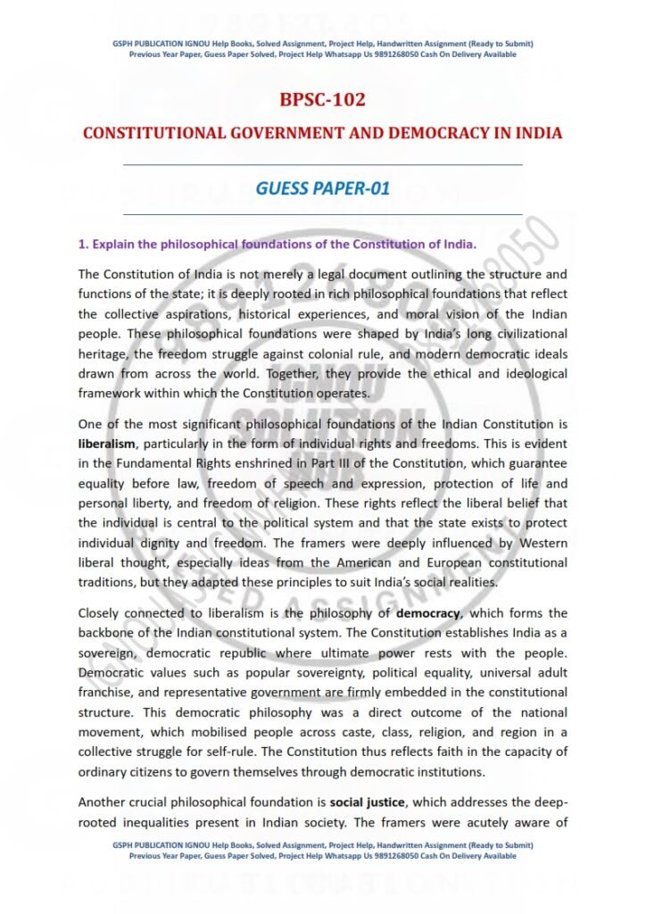 IGNOU BPSC-102 Guess Paper Solved English Medium