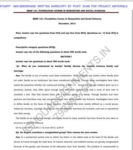 IGNOU BSHF-101 Guess Paper Solved English Medium