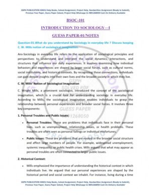 IGNOU BSOC-101 Guess Paper Solved English Medium