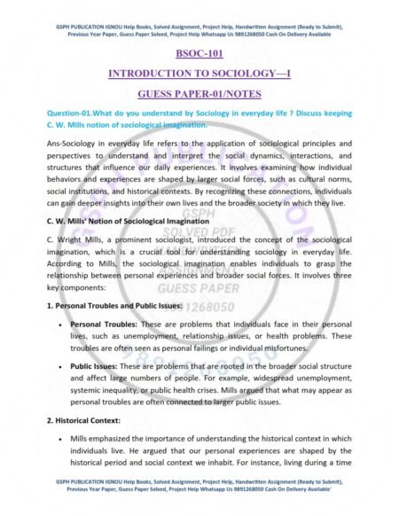 IGNOU BSOC-101 Guess Paper Solved English Medium