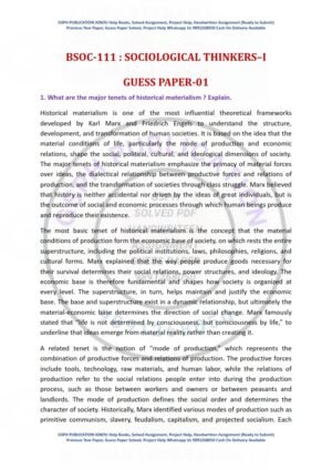 IGNOU BSOC-111 Guess Paper Solved English Medium