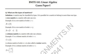 IGNOU BMTE-141 Guess Paper Solved English Medium
