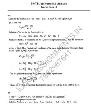 IGNOU BMTE-144  Guess Paper Solved English Medium