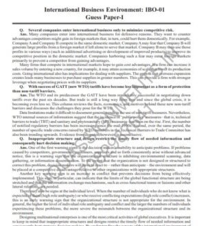 IGNOU IBO-1 Guess Paper Solved English Medium