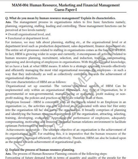 IGNOU MAM-004 Guess Paper Solved English  Medium
