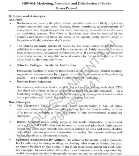 IGNOU MBP-004 Guess Paper Solved English Medium