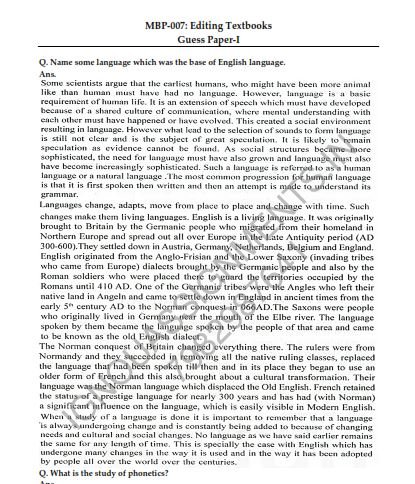 IGNOU MBP-007 Guess Paper Solved English Medium