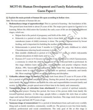 IGNOU MCFT-1 Guess Paper Solved English Medium