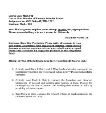 IGNOU MAWGS-MWG-1 SOLVED ASSIGNMENT 2022-23 ENGLISH MEDIUM