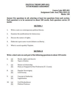 IGNOU MPS-1 SOLVED ASSIGNMENT 2023-24 ENGLISH MEDIUM