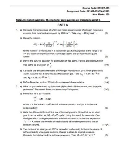 IGNOU BSC-BPHCT-135 SOLVED ASSIGNMENT 2023 ENGLISH MEDIUM