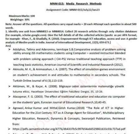 IGNOU MNM-15 SOLVED ASSIGNMENT 2023 ENGLISH MEDIUM - Image 2