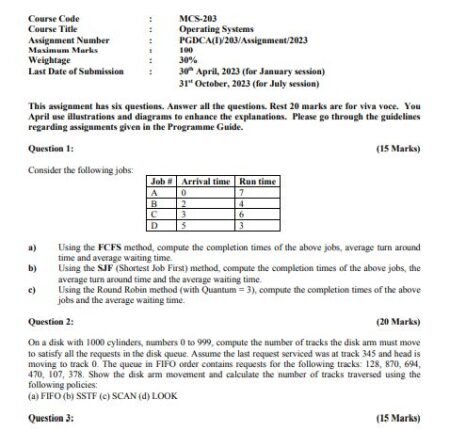 IGNOU PGDCA-MCS-203 SOLVED ASSIGNMENT 2023 ENGLISH MEDIUM