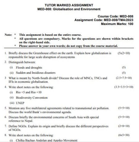 IGNOU PGDESD-MED-8 SOLVED ASSIGNMENT 2023 ENGLISH MEDIUM