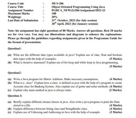 IGNOU PGDCA-MCS-206 SOLVED ASSIGNMENT 2023 ENGLISH MEDIUM