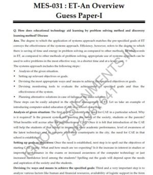 IGNOU MES-31 Guess Paper Solved English Medium