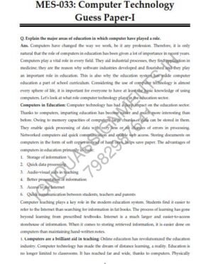 IGNOU MES-33 Guess Paper Solved English Medium